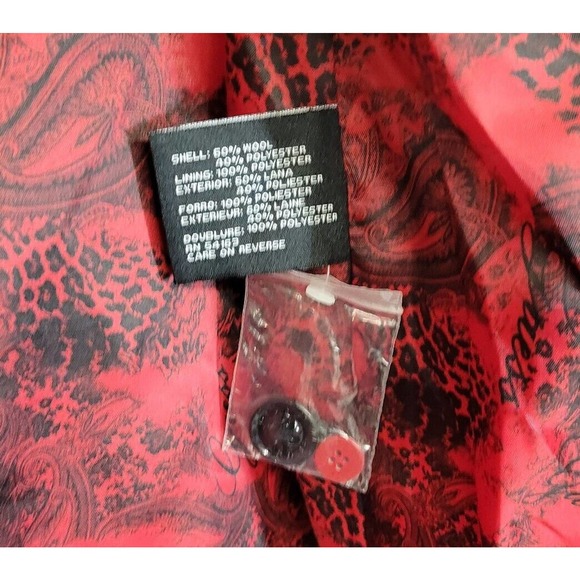 Guess Red Wool Lined Toggle Button Hooded Duffle Coat Size Medium - Picture 10 of 10